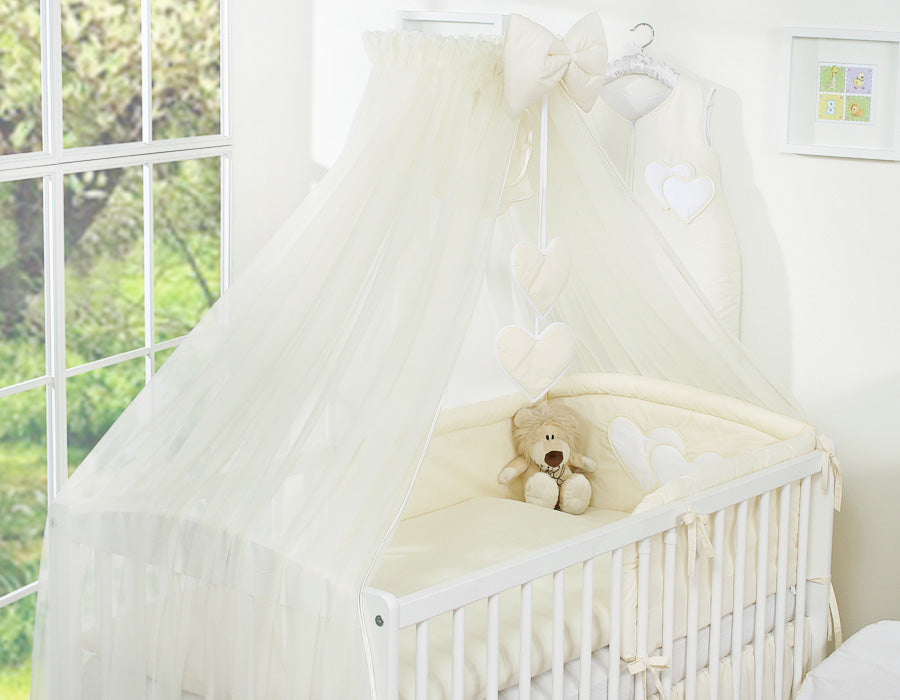Bedding set 5-pcs with mosquito-net- Hanging Hearts cream