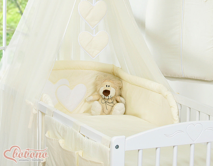 Bedding set 5-pcs with mosquito-net- Hanging Hearts cream