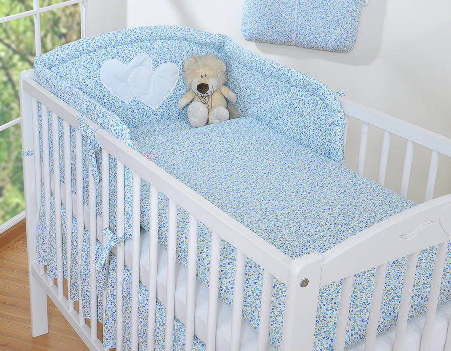 Bedding set 2-pcs 120x90 - Hanging Hearts little blue flowers