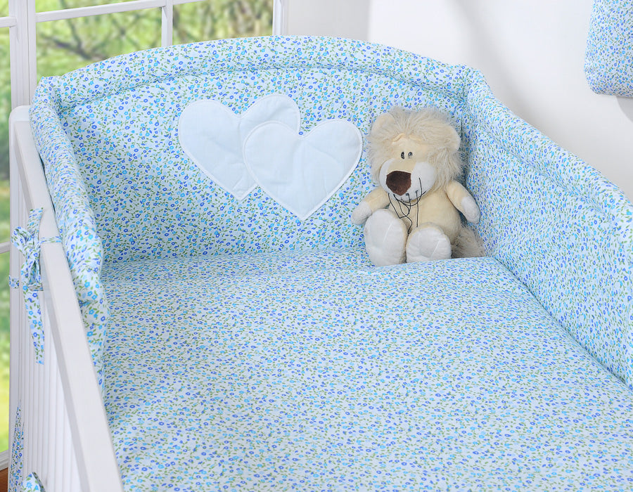 Bedding set 2-pcs 120x90 - Hanging Hearts little blue flowers