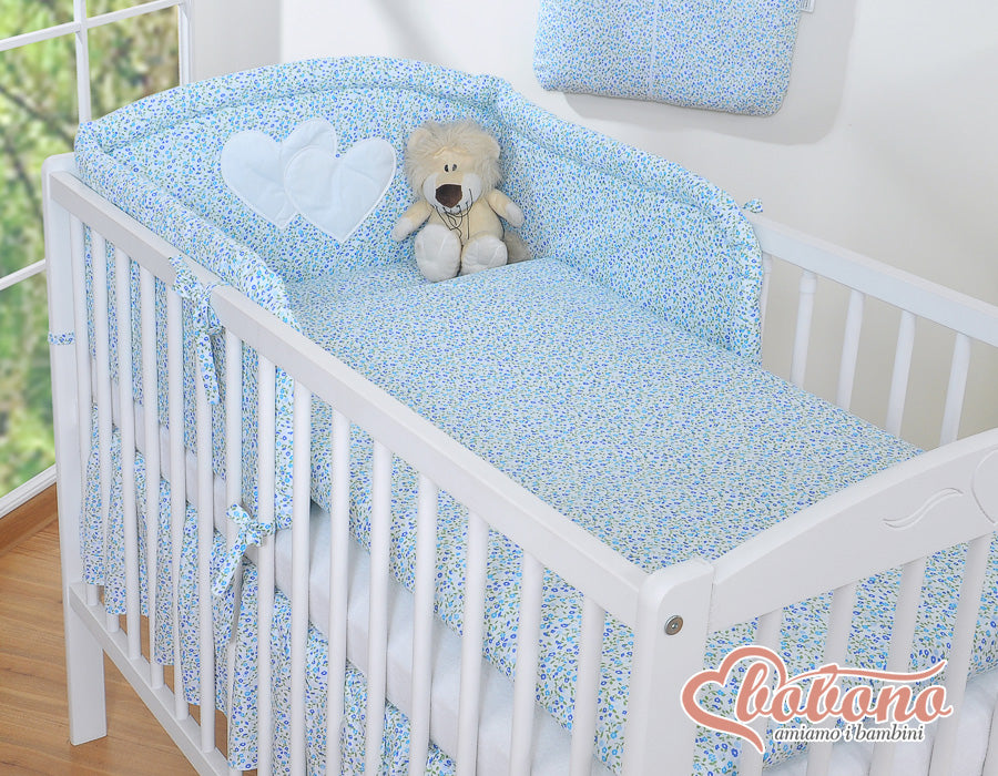 Bedding set 2-pcs- Hanging Hearts little blue flowers
