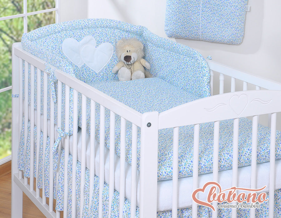 Bedding set 2-pcs 120x90 - Hanging Hearts little blue flowers