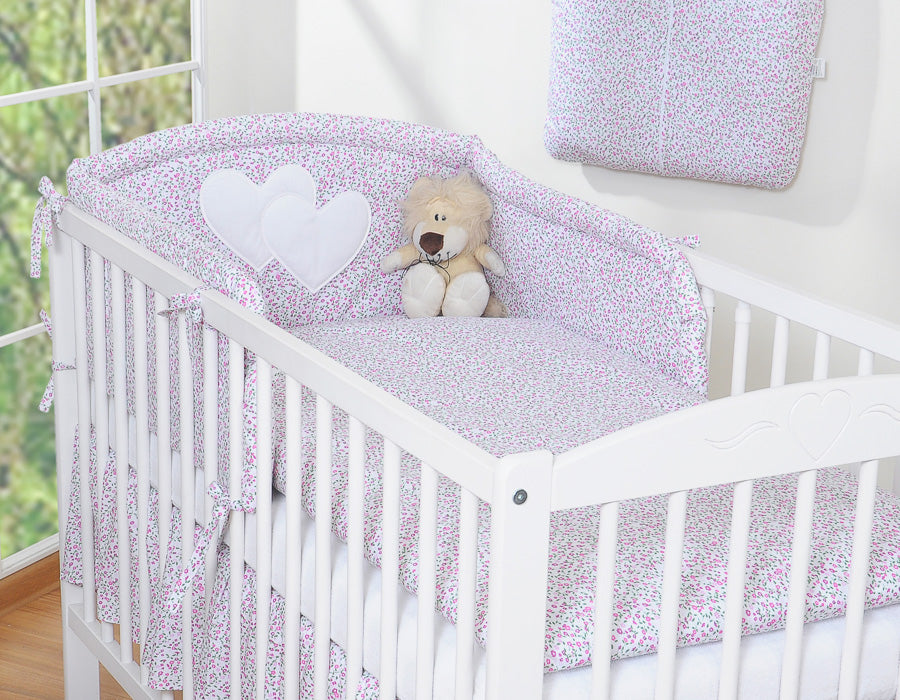 Bedding set 2-pcs 120x90 - Hanging Hearts little pink flowers