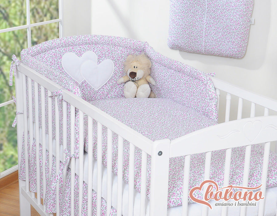 Bedding set 2-pcs- Hanging Hearts little pink flowers
