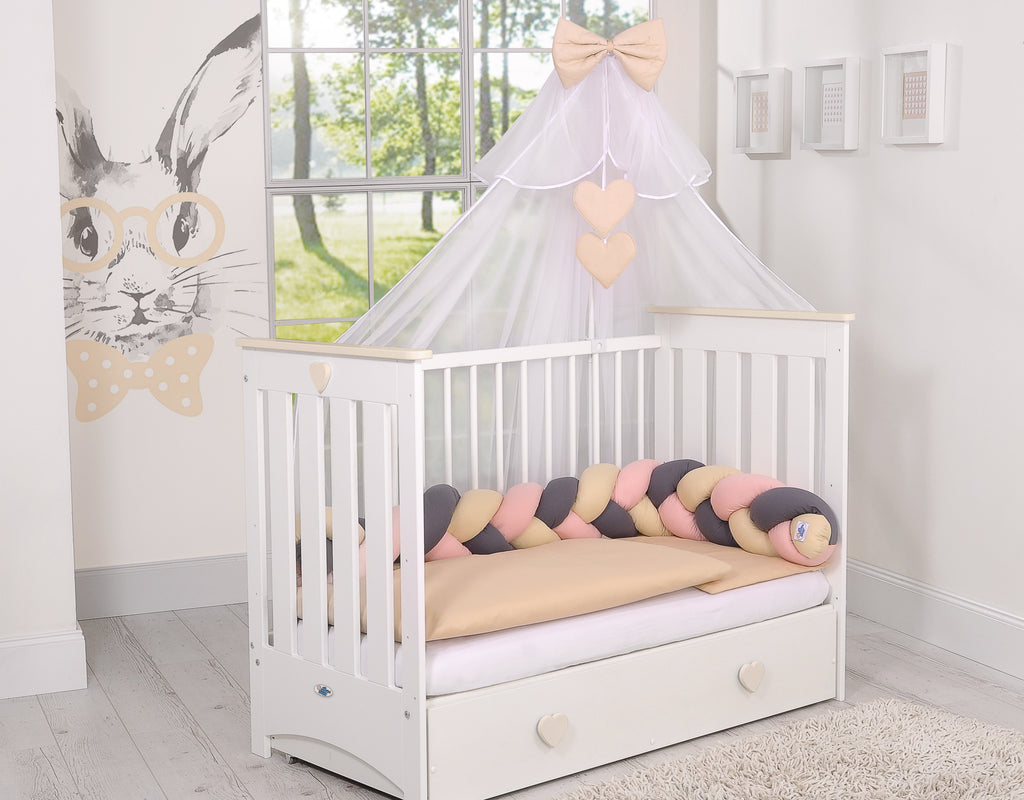 Knot bumper- beige-anthracite-pastel pink