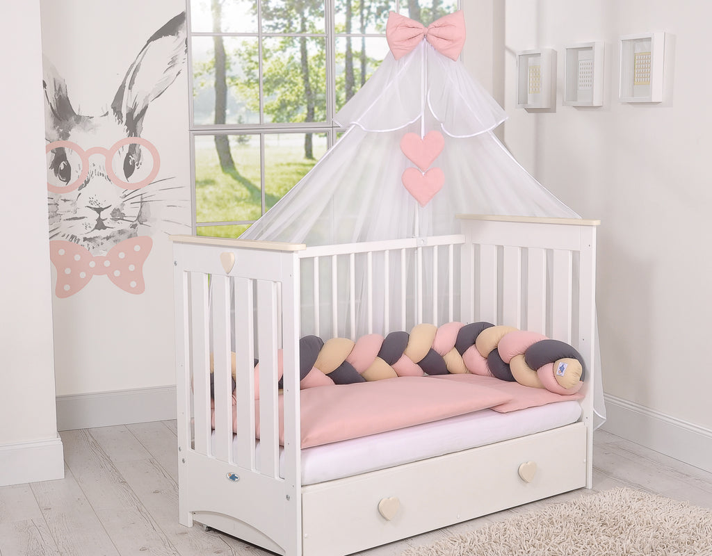 Knot bumper- beige-anthracite-pastel pink