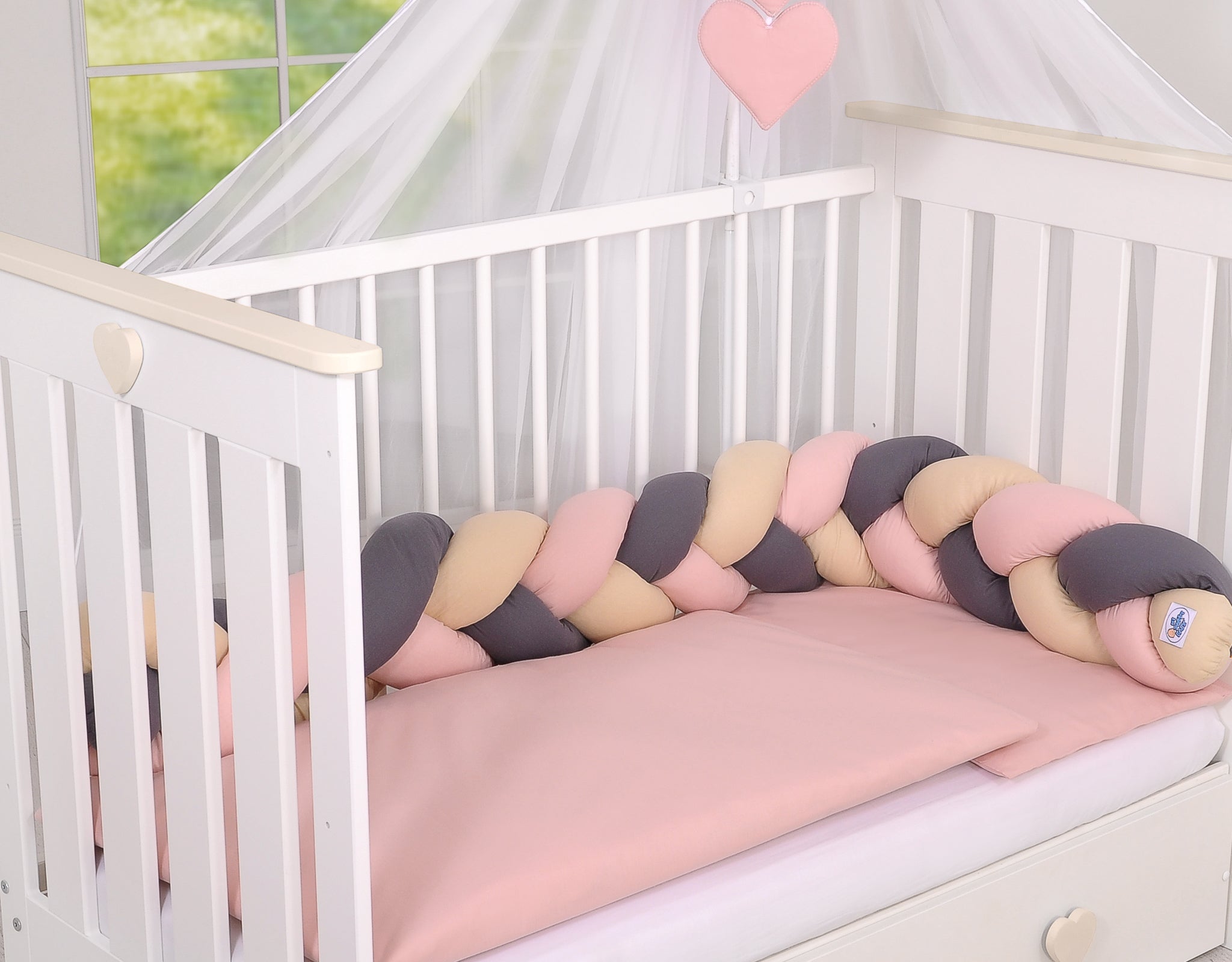 Knot bumper- beige-anthracite-pastel pink