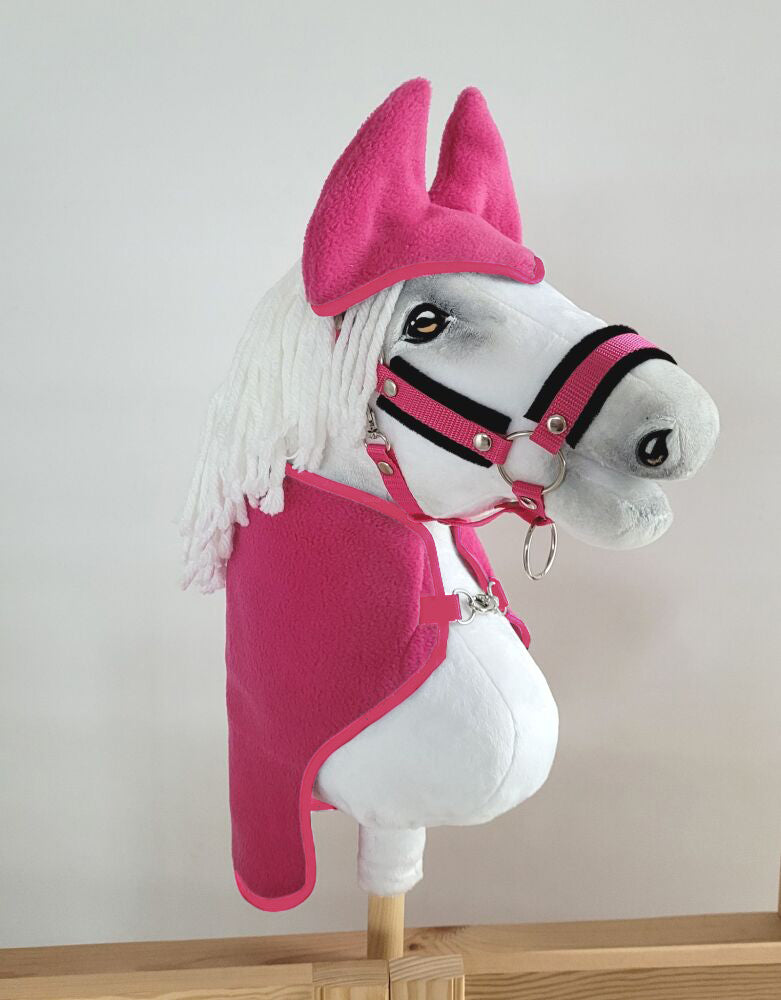 Set for Hobby Horse A4 and A5: Fleece blanket + earmuffs - dark pink