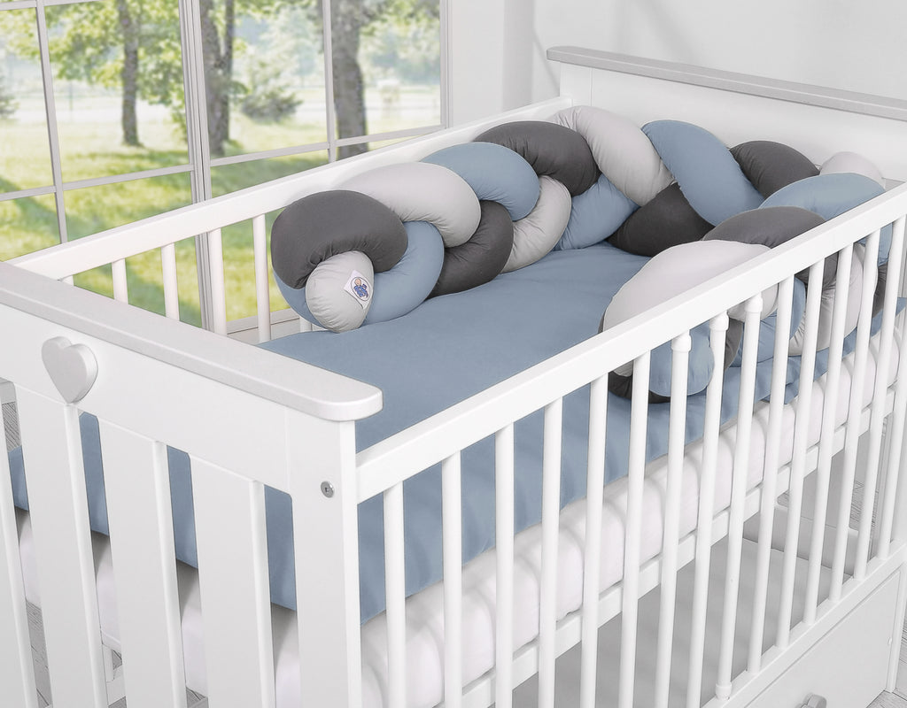 Knot bumper- pastel blue - gray - anthracite