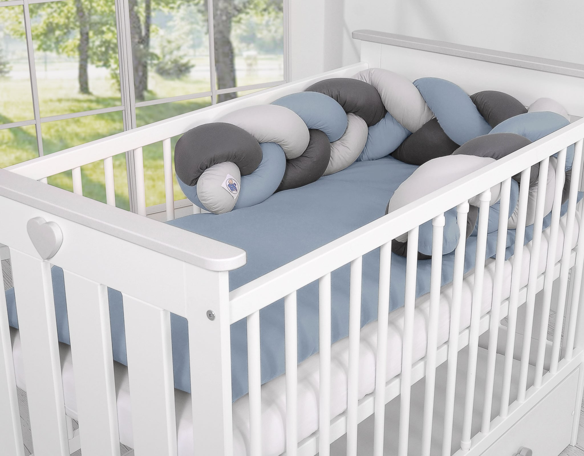 Knot bumper- pastel blue - gray - anthracite