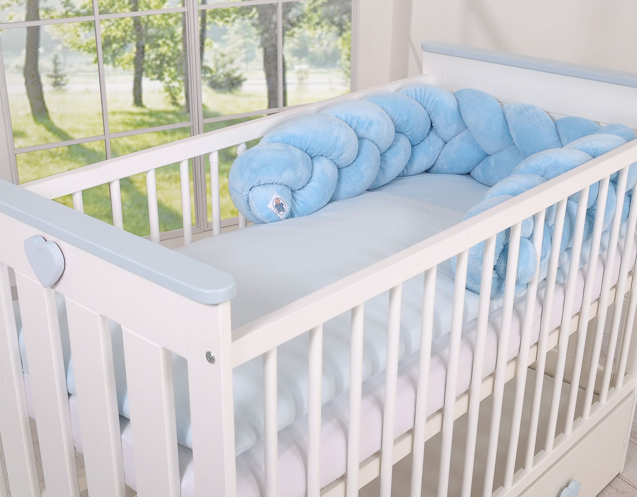 Knot bumper minky 180cm - blue
