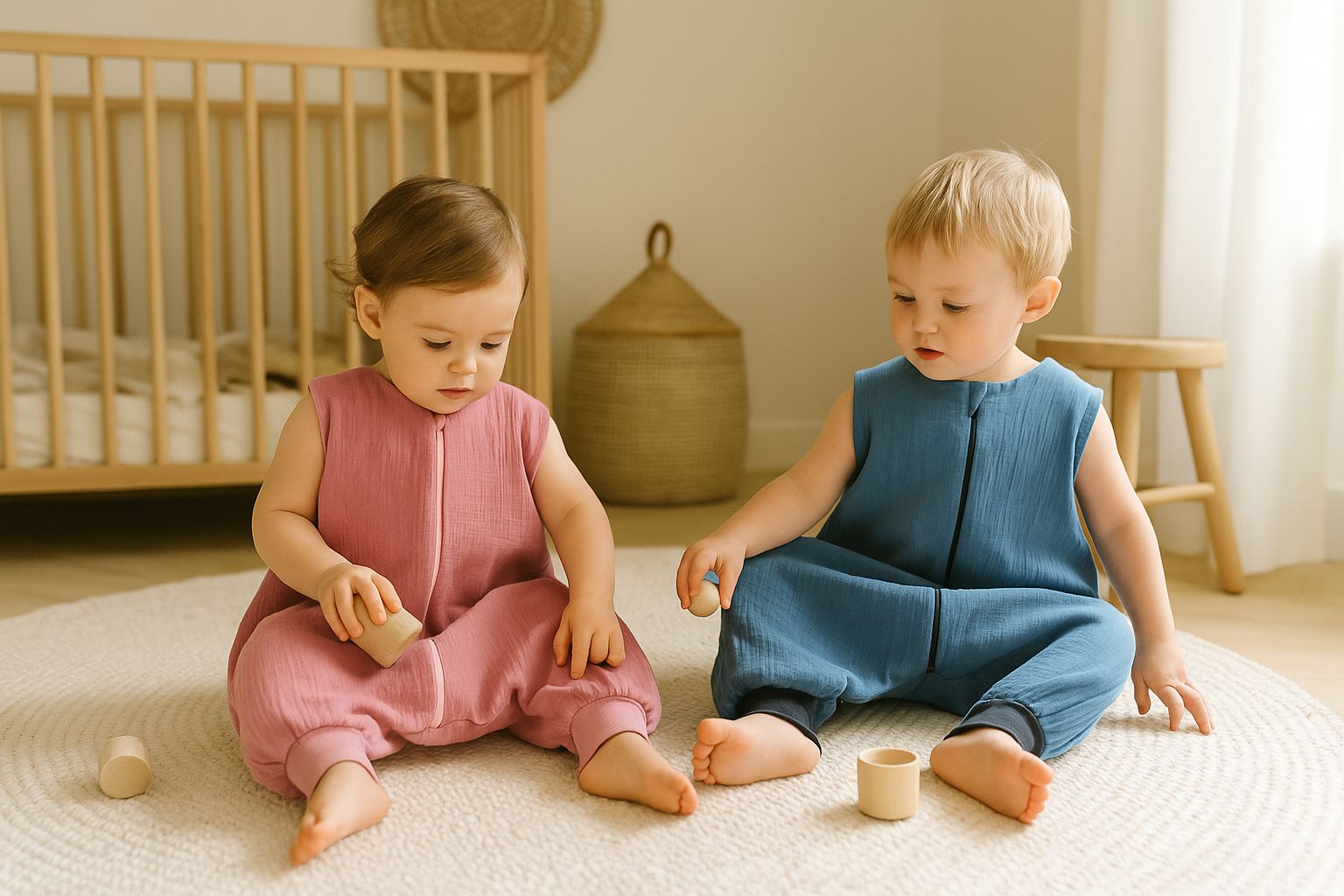 Muslin baby sleeping bag with legs XL 2-4 years for summer TOG 1.0 - pastel blue