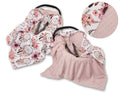 Big double-sided car seat blanket for babies - flower dream catchers/pastel pink