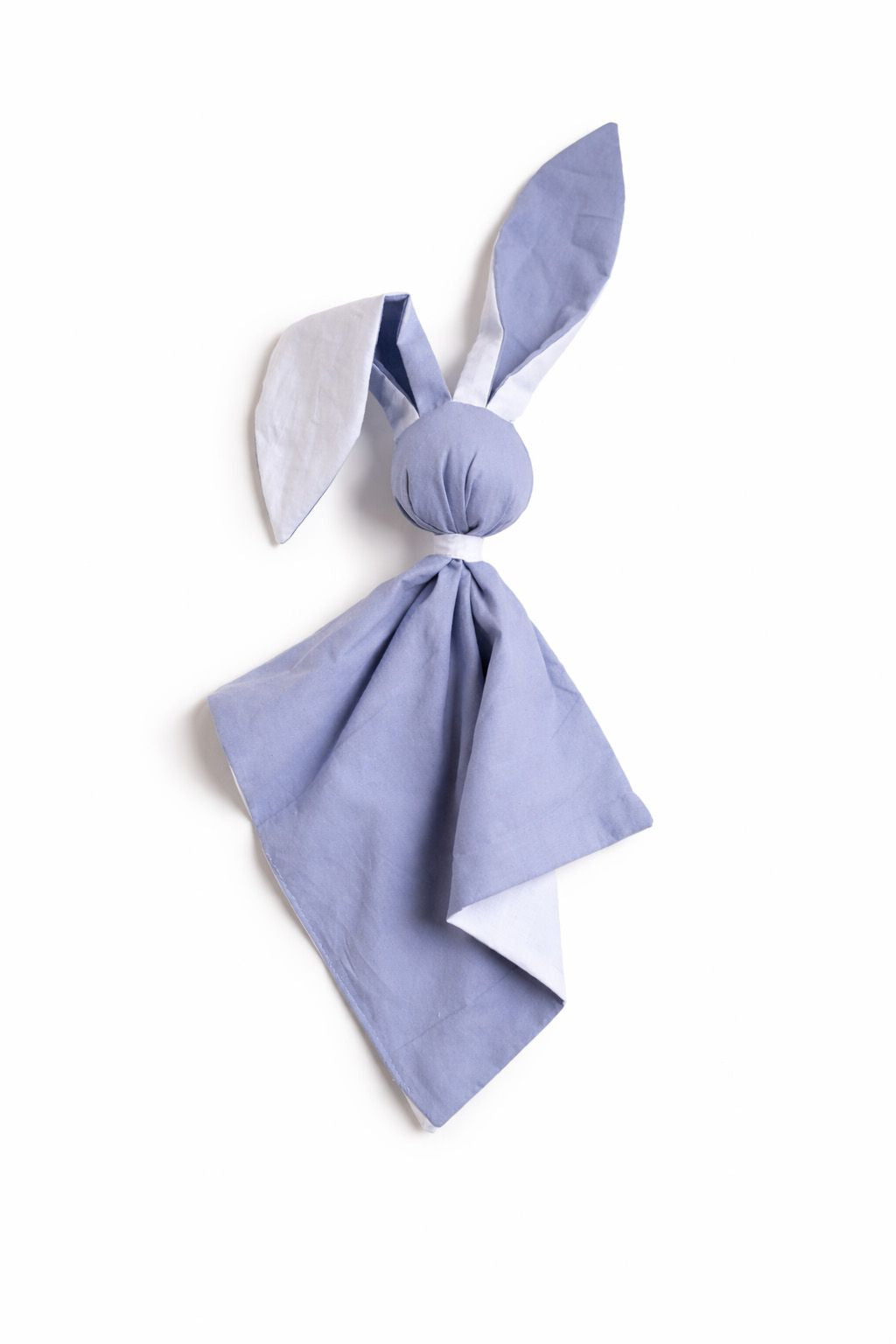 DOUDOU Soft cosy cuddly bunny blanket in cotton - Pastel blue/ white