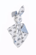 DOUDOU Cuddly bunny double-sided cotton and minky - Grey clouds - blue