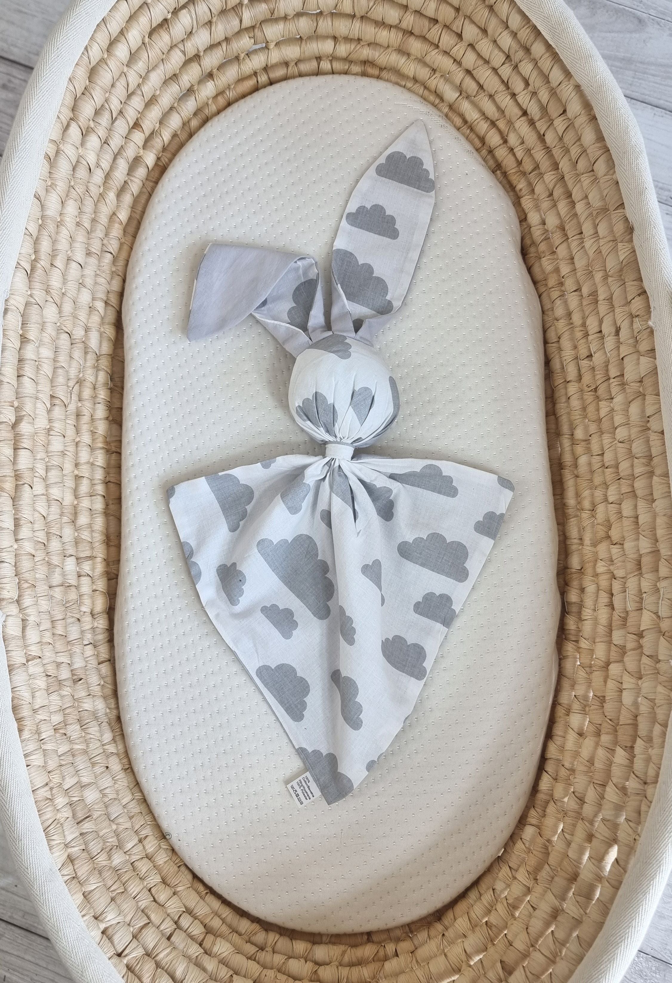 DOUDOU Soft cosy cuddly bunny blanket in cotton - Grey clouds - grey