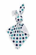 DOUDOU Cuddly bunny double-sided cotton and minky - Mint and navy blue dots - white