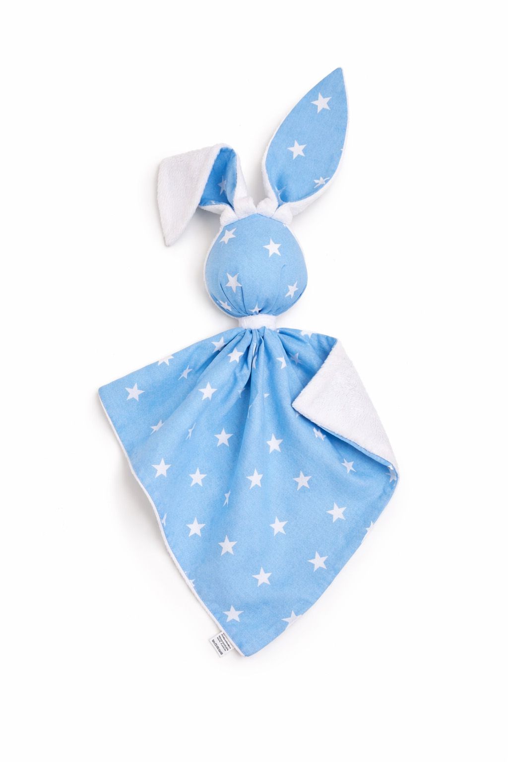 DOUDOU Cuddly bunny double-sided cotton and minky - Blue stars - white