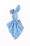 DOUDOU Cuddly bunny double-sided cotton and minky - Blue stars - blue