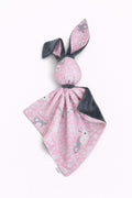 DOUDOU Cuddly bunny double-sided cotton and minky - Pink Bunnies - dark grey