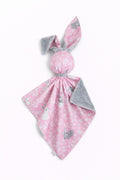 DOUDOU Cuddly bunny double-sided cotton and minky - Pink Bunnies - grey
