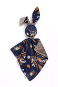 DOUDOU Cuddly bunny double-sided cotton and minky - Navy blue dream catchers - brown