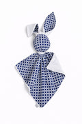 DOUDOU Cuddly bunny double-sided cotton and minky - Mini rosette navy blue - white