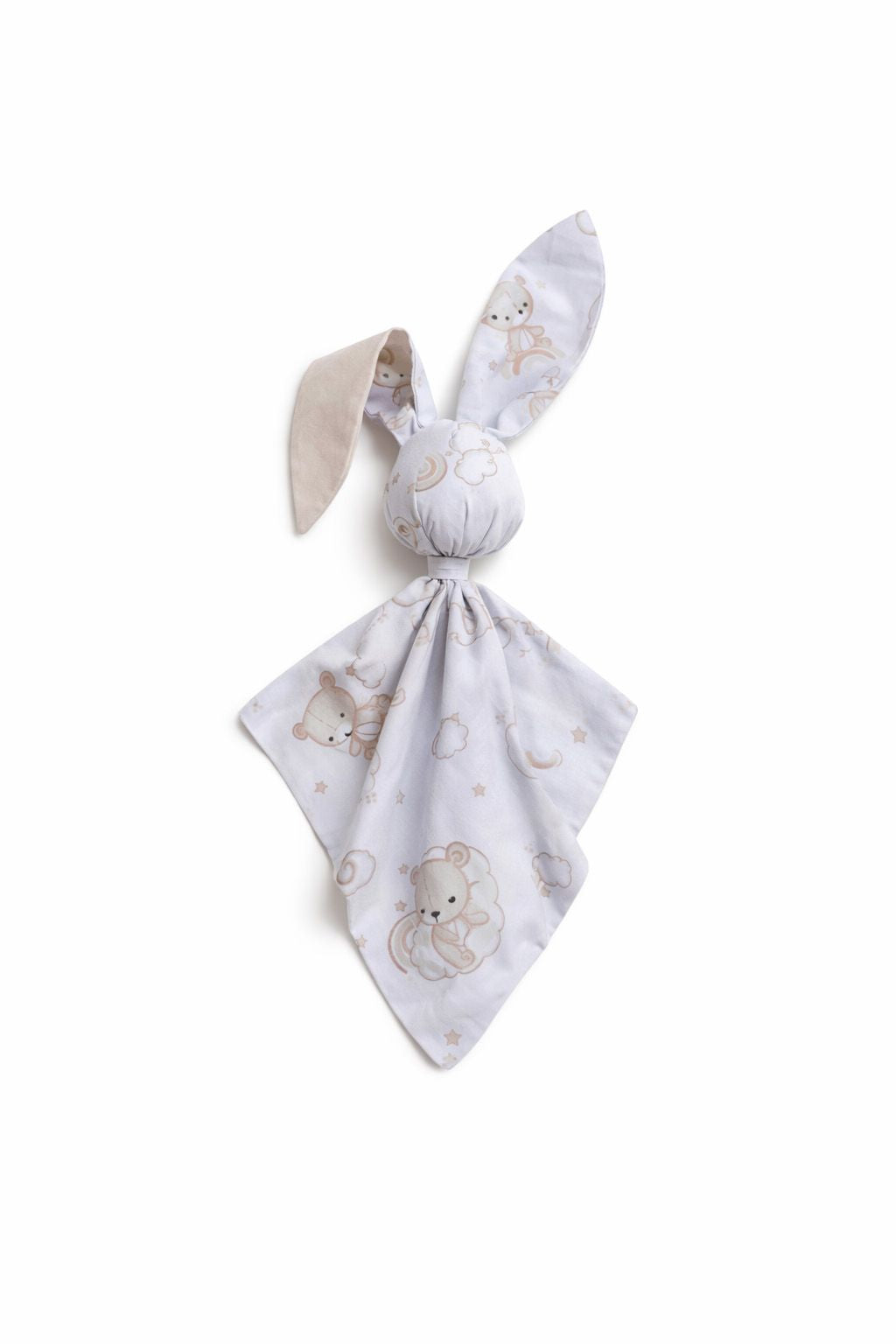 DOUDOU Soft cosy cuddly bunny blanket in cotton - Rainbow beige bear