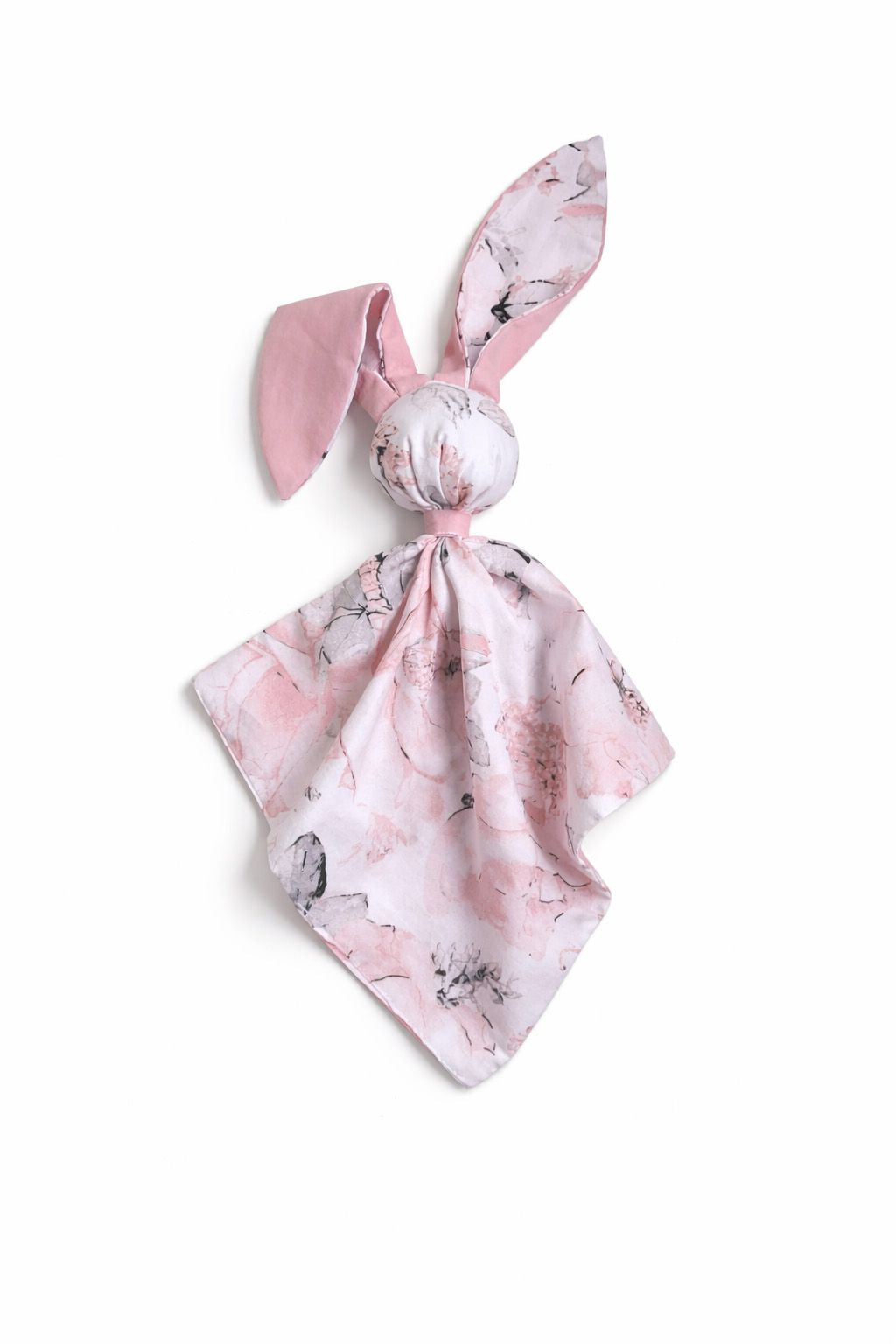 DOUDOU Soft cosy cuddly bunny blanket in cotton - Sepia roses/pastel pink