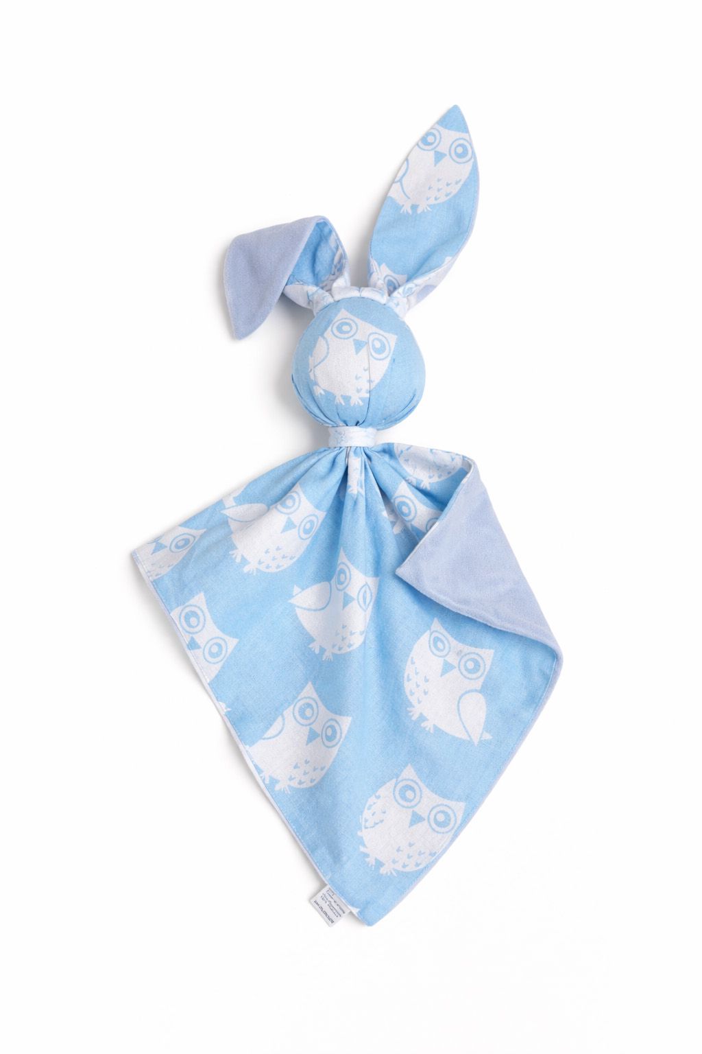 DOUDOU Cuddly bunny double-sided cotton and minky - Blue owls - blue