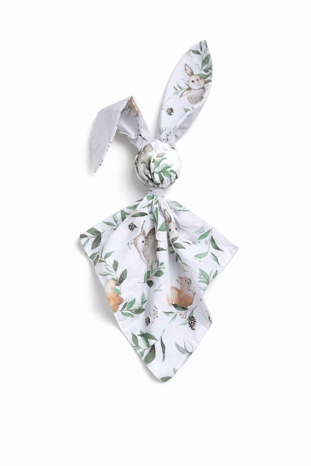DOUDOU Soft cosy cuddly bunny blanket in cotton - Woodland green/grey