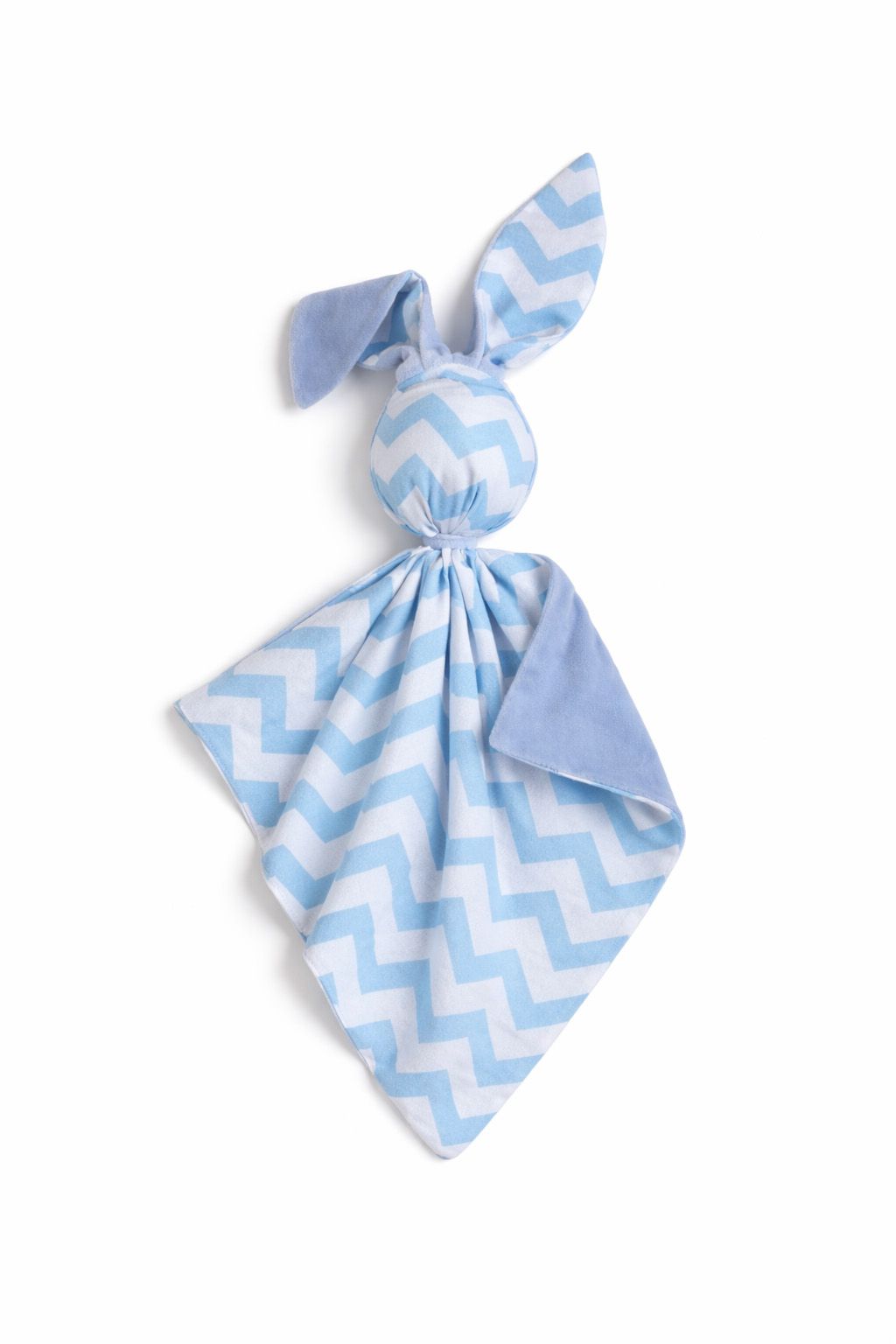 DOUDOU Cuddly bunny double-sided cotton and minky - Blue chevron - blue