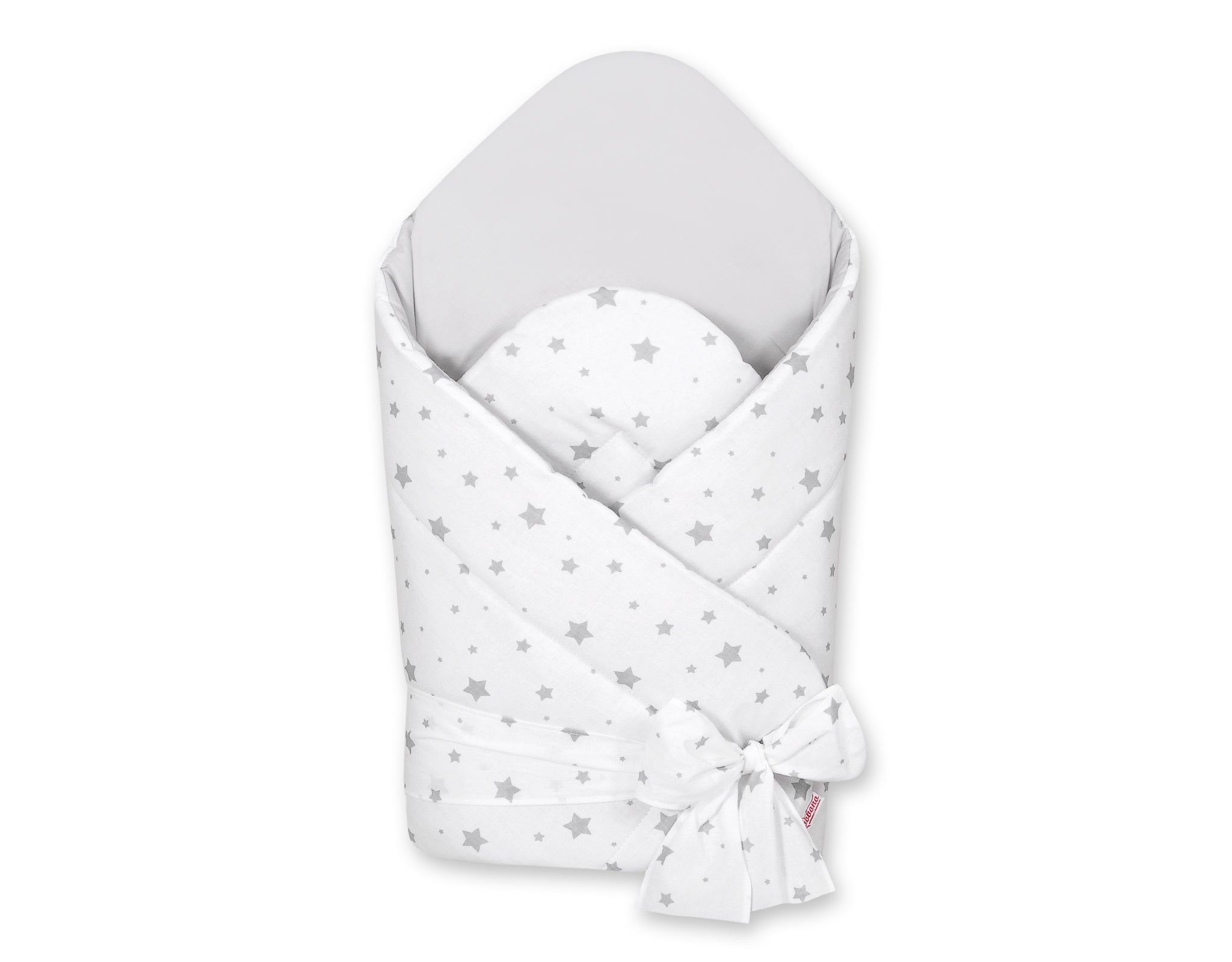 Baby nest 2in1 with stiffening with bow - mini gray stars