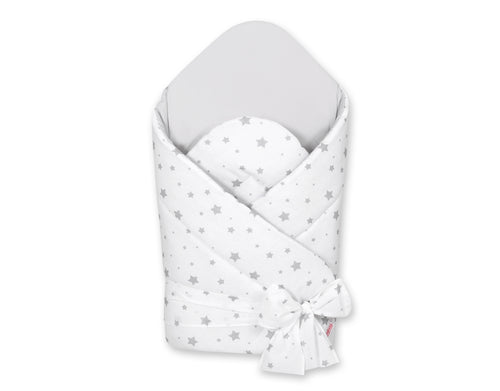 Baby nest 2in1 with stiffening with bow - mini gray stars