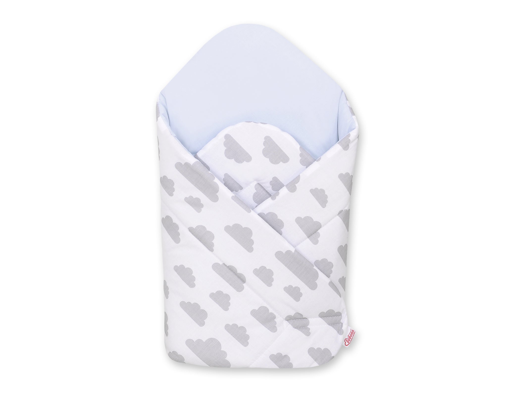 Baby nest with stiffening - clouds gray/blue
