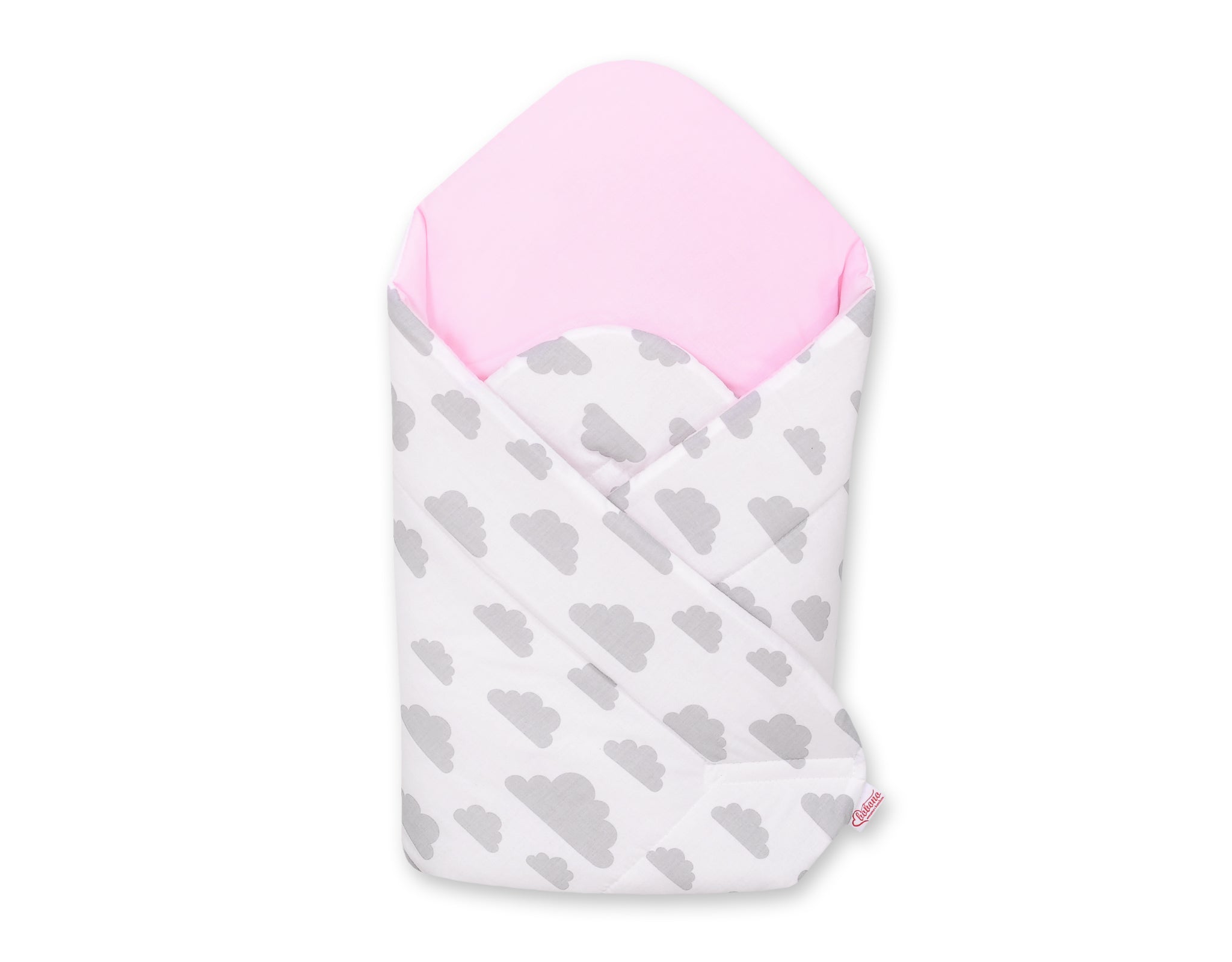 Baby nest with stiffening - clouds gray/pink