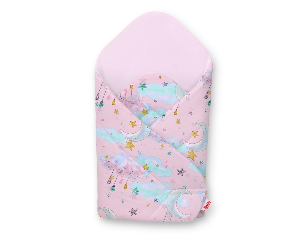Baby nest with stiffening - moons pink/pink