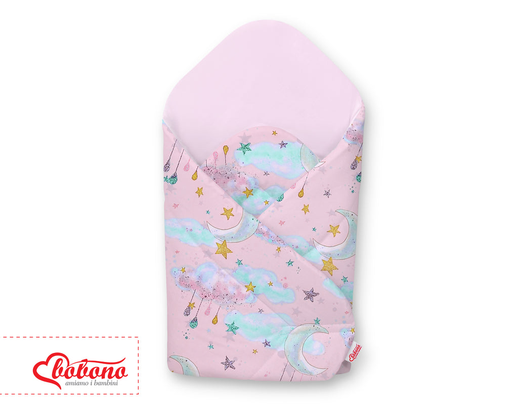 Baby nest with stiffening - moons pink/pink