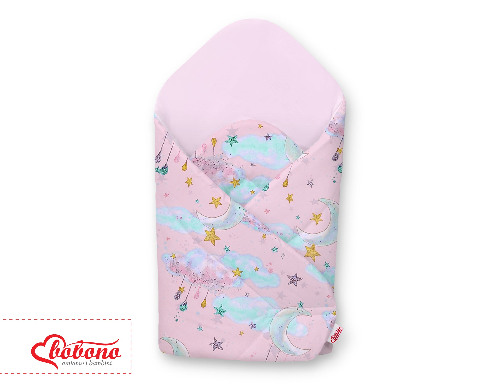 Baby nest with stiffening - moons pink/pink