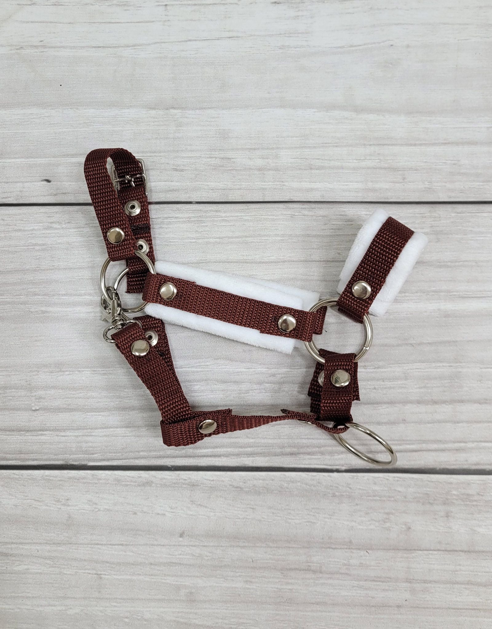 The adjustable halter for Hobby Horse A3 - braun with white furry