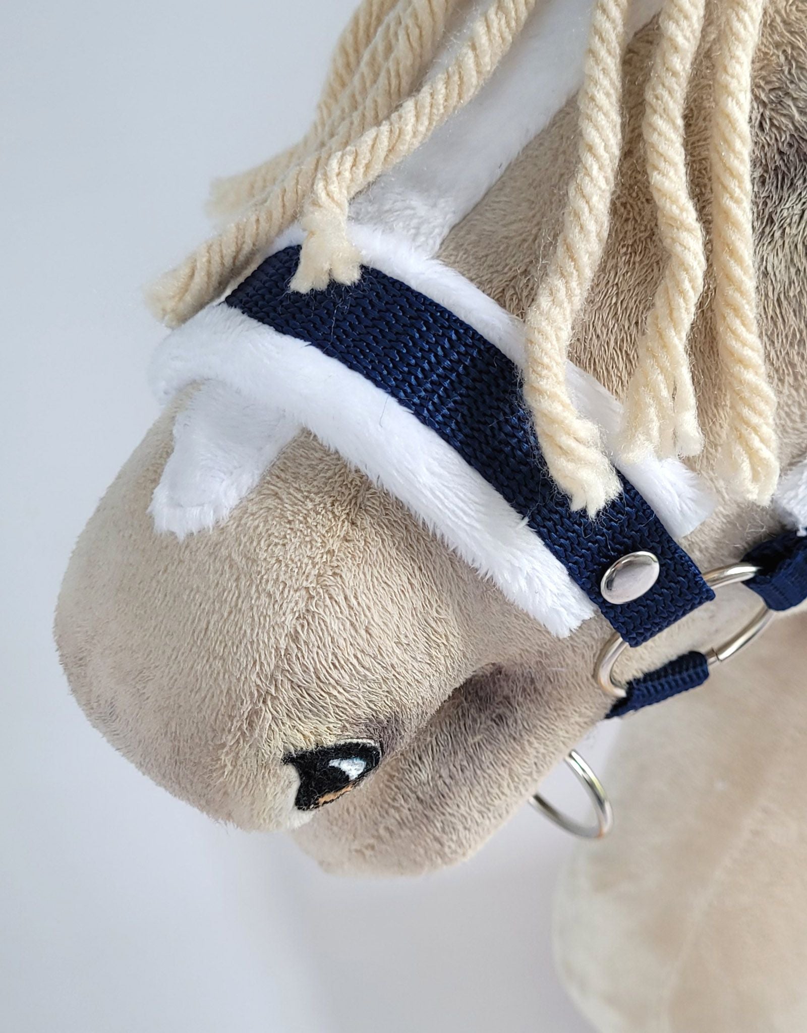 The adjustable halter for Hobby Horse A3 - navy blue with white furry
