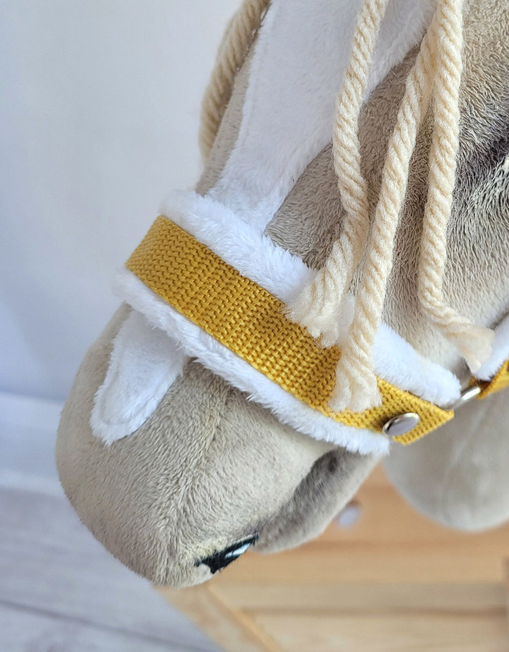 The adjustable halter for Hobby Horse A3 - honey yellow with white furry