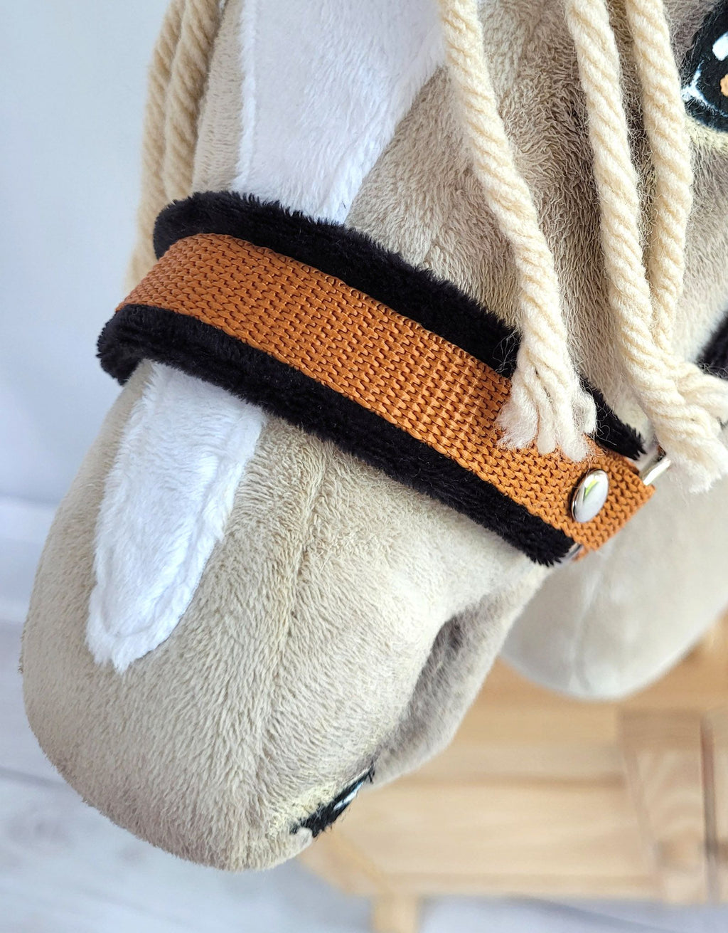 The adjustable halter for Hobby Horse A3 - ginger with black furry