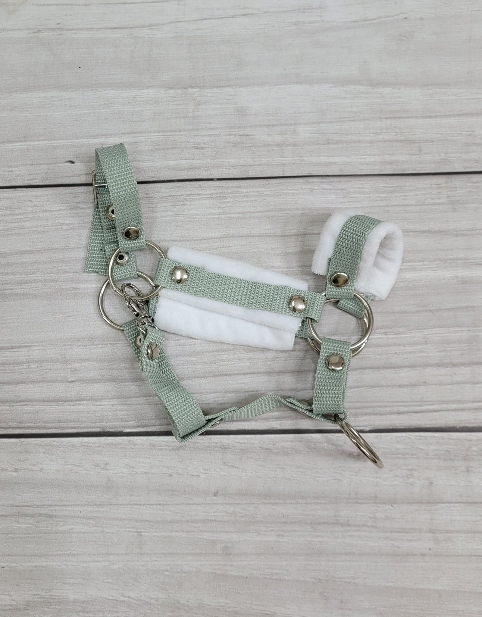 The adjustable halter for Hobby Horse A3 - sage with white furry