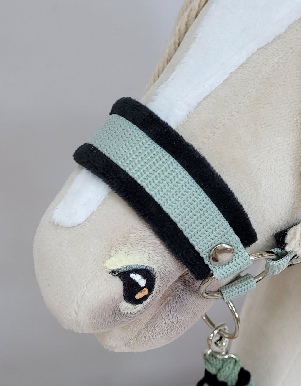 The adjustable halter for Hobby Horse A3 - sage with black furry