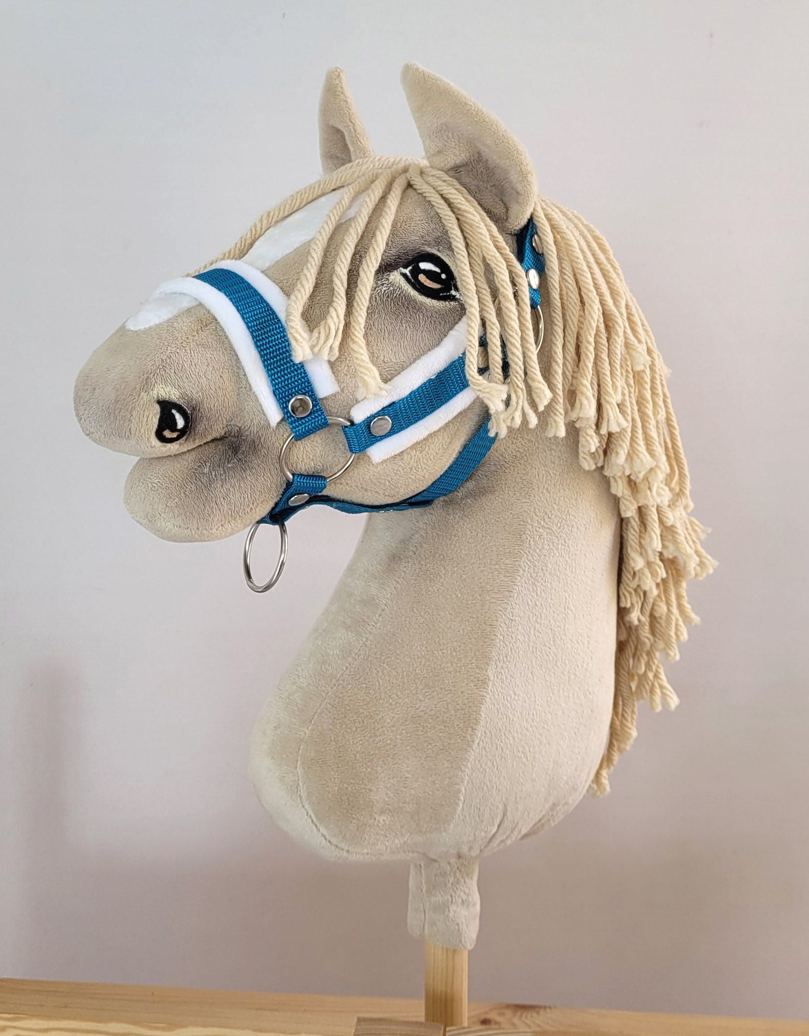 The adjustable halter for Hobby Horse A3 - turquoise with white furry