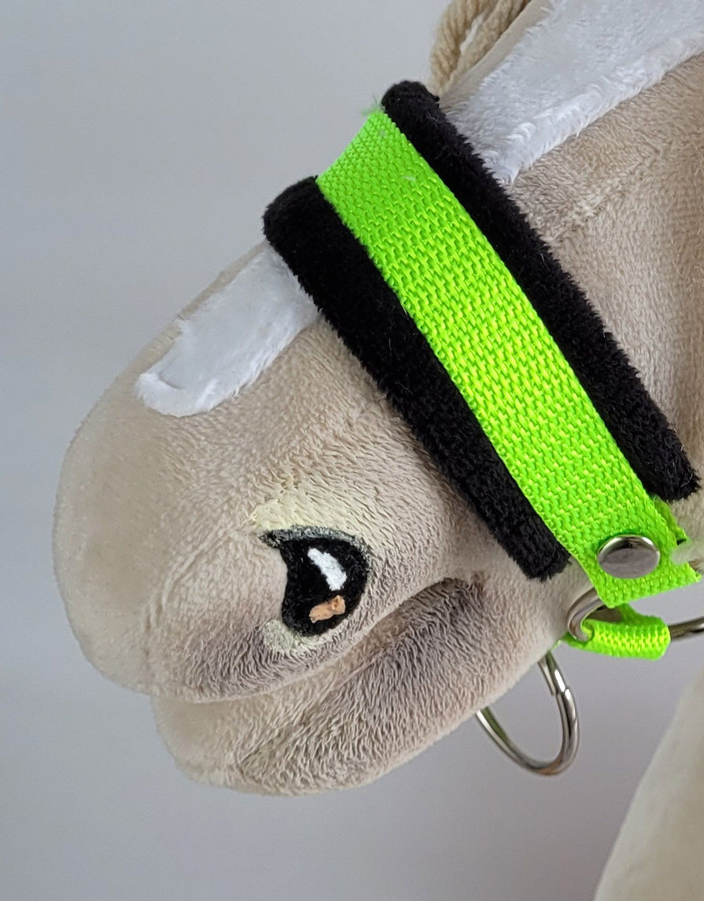 The adjustable halter for Hobby Horse A3 - neon green with black furry