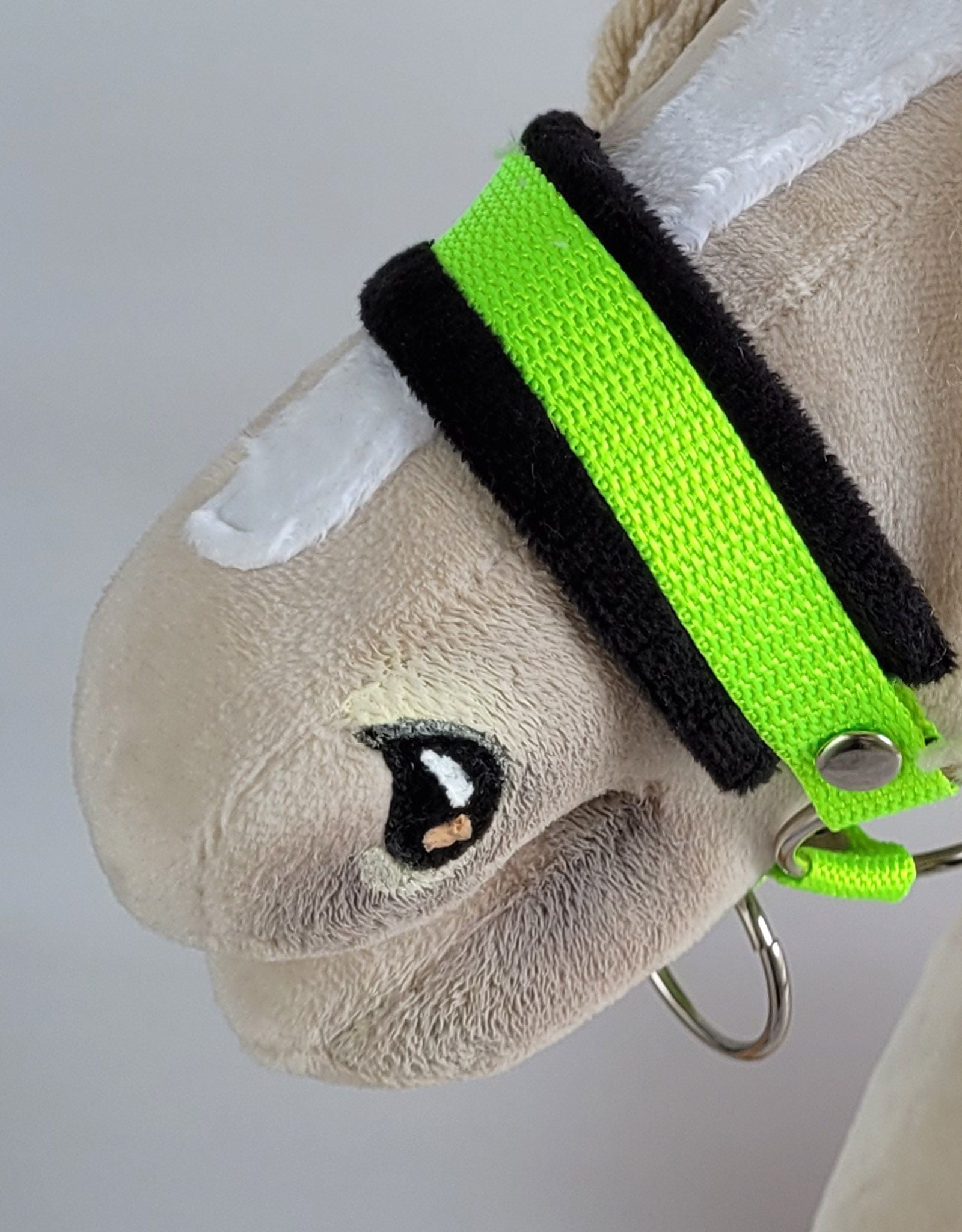 The adjustable halter for Hobby Horse A3 - neon green with black furry