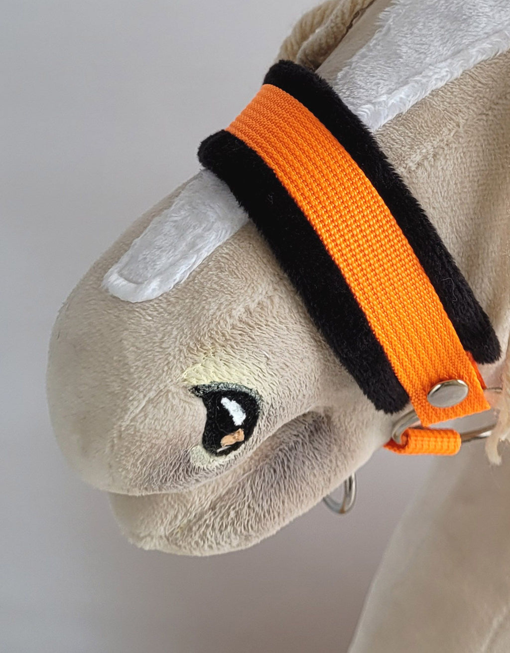 The adjustable halter for Hobby Horse A3 - neon orange with black furry