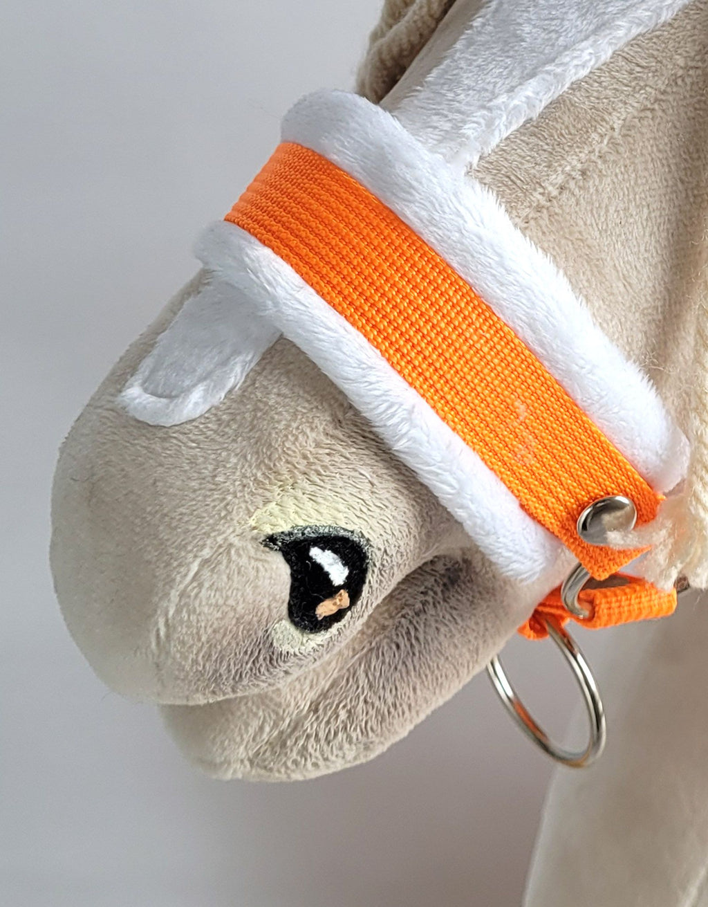 The adjustable halter for Hobby Horse A3 - neon orange with white furry